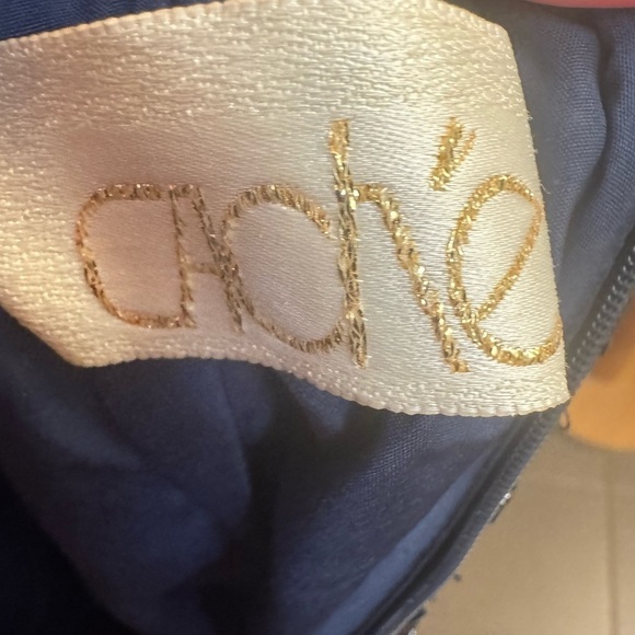 VINTAGE SILK CACHE Sequin 100% Silk Navy Blue Dress SM Formal Slit Floor Length - Picture 7 of 16